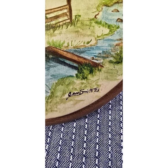 Vintage Hand Painted Rural Landscape Wall Art Signed Jean Smith '73 - Picture 6 of 6